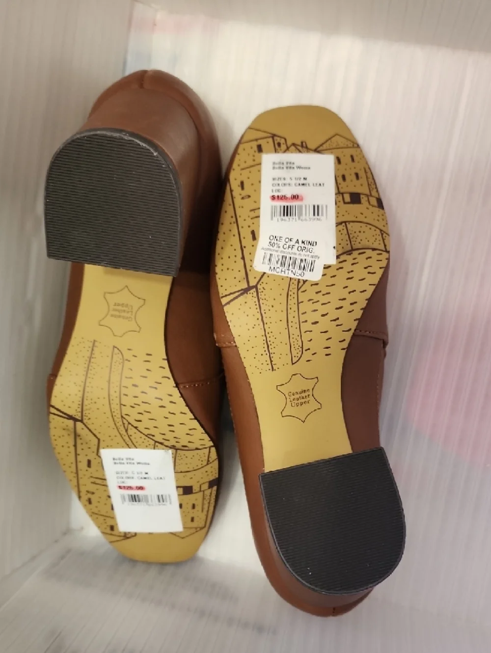 $125 Bella Vita Brown Chain-Detail Leather Loafers - Picture 3 of 8